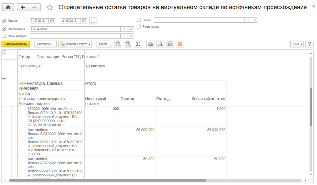 Как вывести отчет из документа 1с